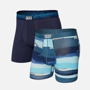 Saxx ULTRA 2 pack Boxer Briefs Ultimate Comfort Paint Can Stripe & Navy Grid